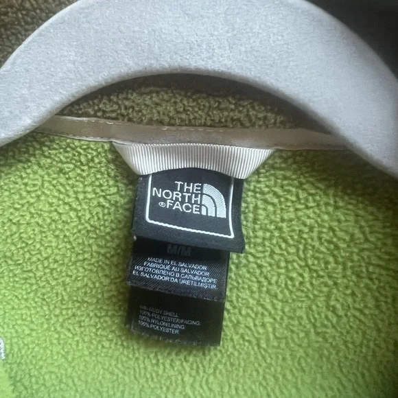 The North Face Two Toned Olive Green Fleece Zip-Up Jacket - Picture 4 of 5